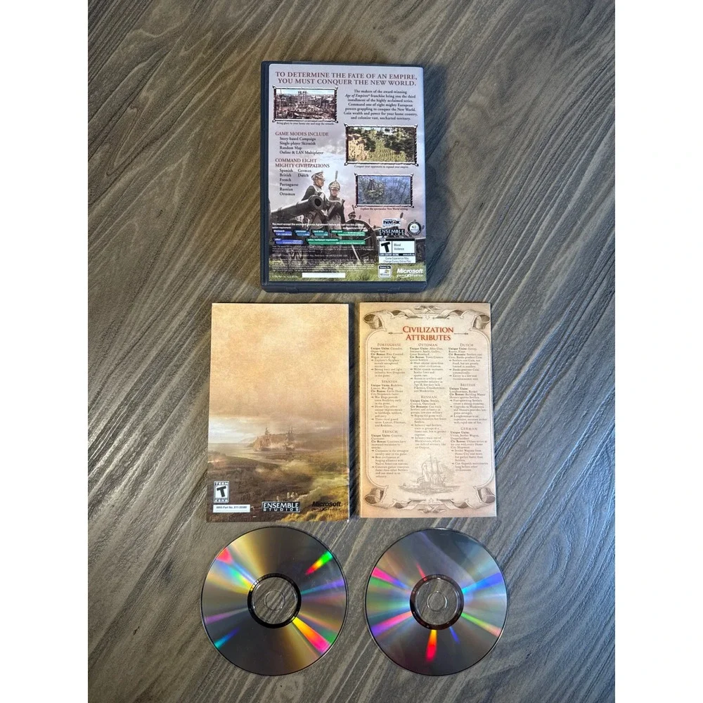 Age of Empires III 2005‎ Microsoft PC Game Software Incomplete Set Discs 2 3